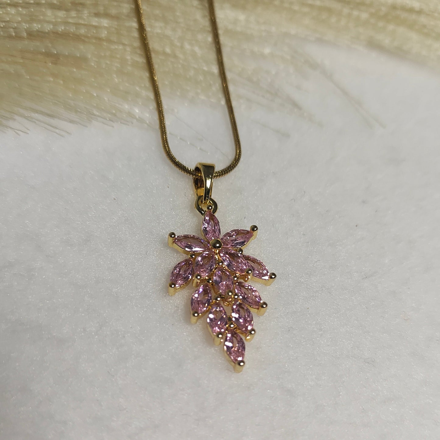 Pink flower statement pendant