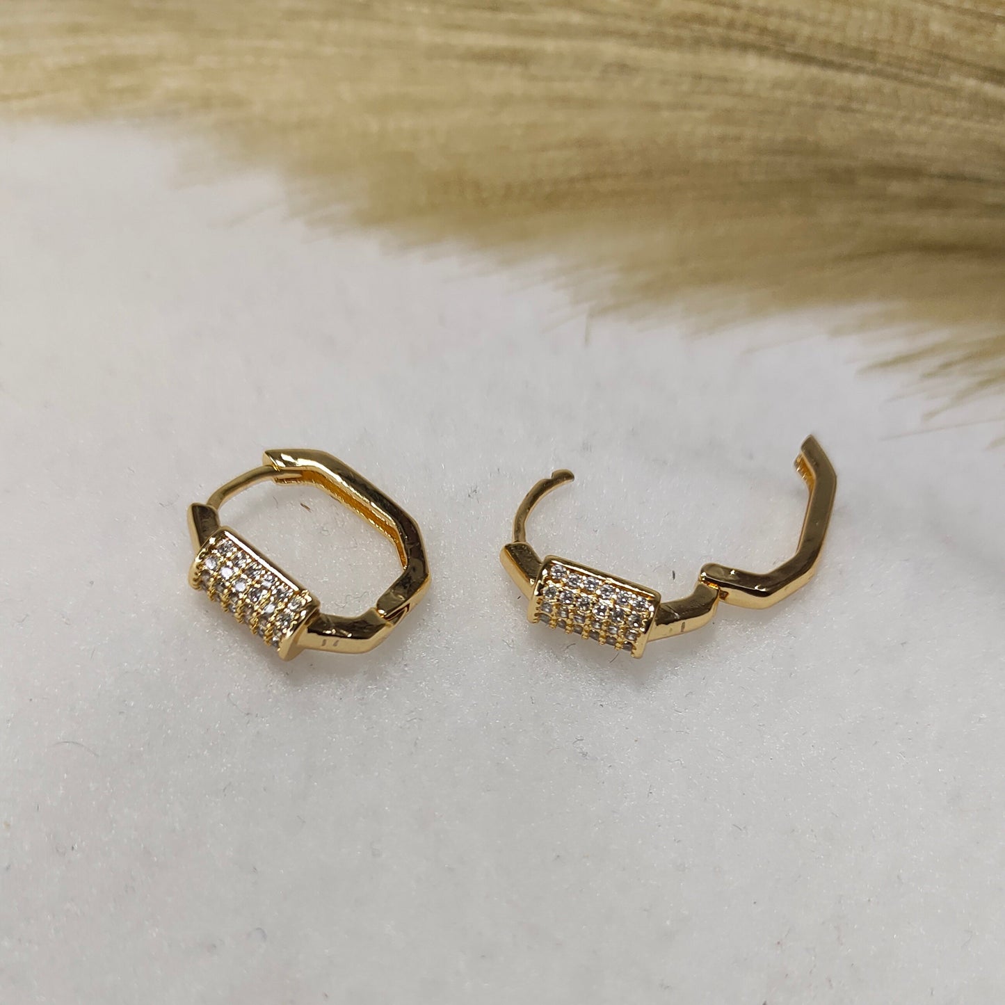 stone Huggie earrings