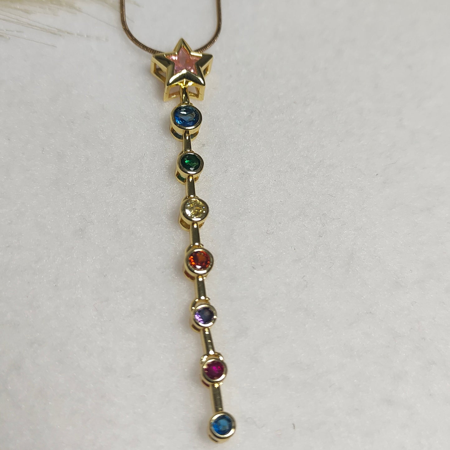 Long multicolour star pendant necklace