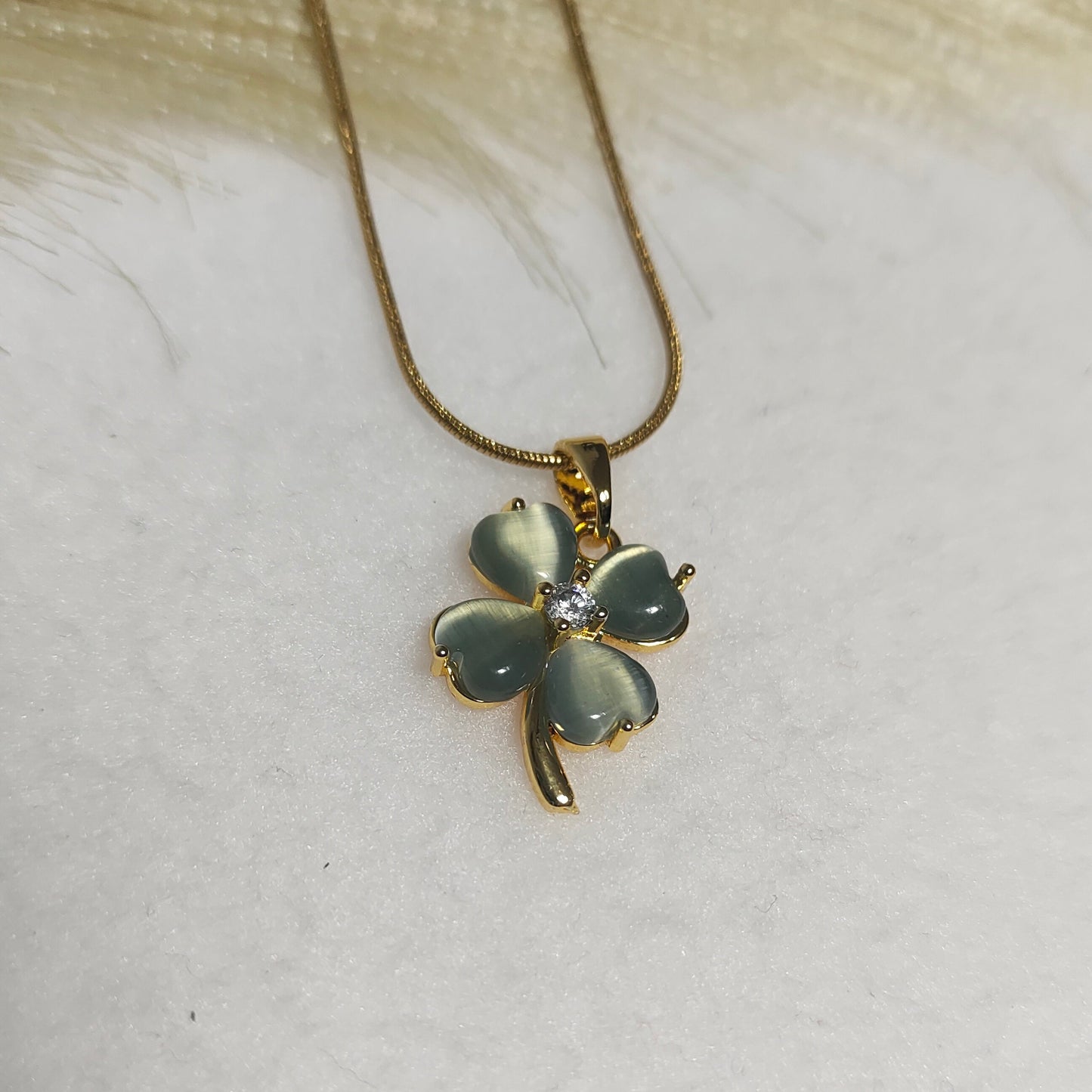 Olive green flower pendant necklace