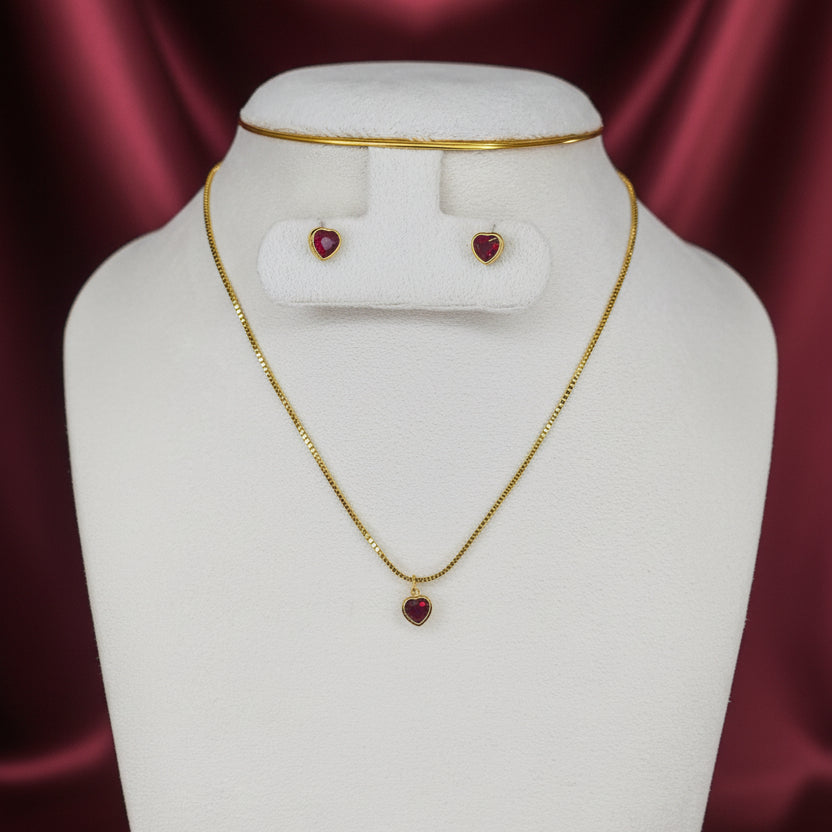 Heart pendant earring set