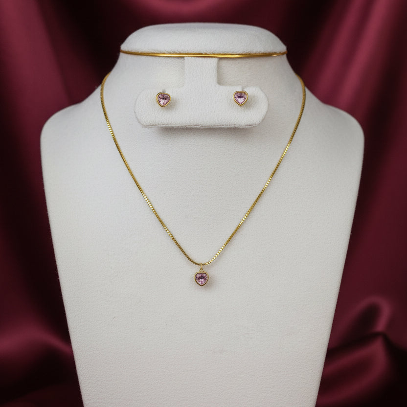 Heart pendant earring set