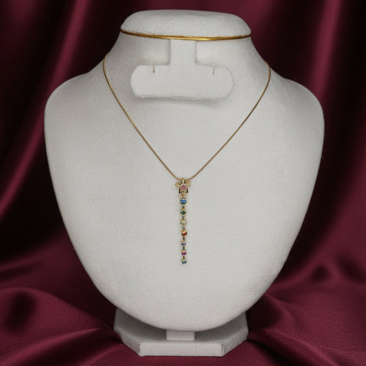 Long multicolour star pendant necklace