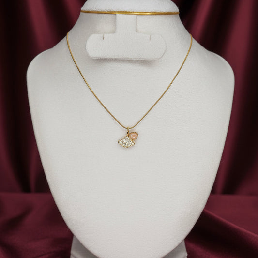 Peach stone leaf pendant necklace