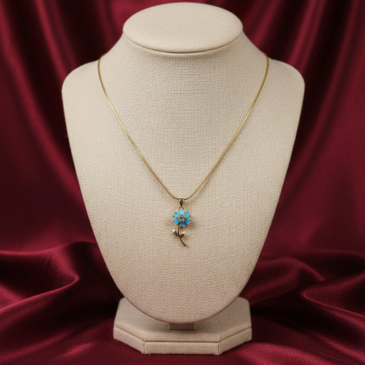 Blue stone flower pendant necklace