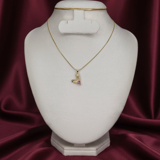 Heart pink stone pendant necklace