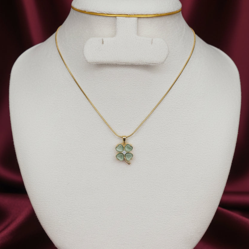 Olive green flower pendant necklace