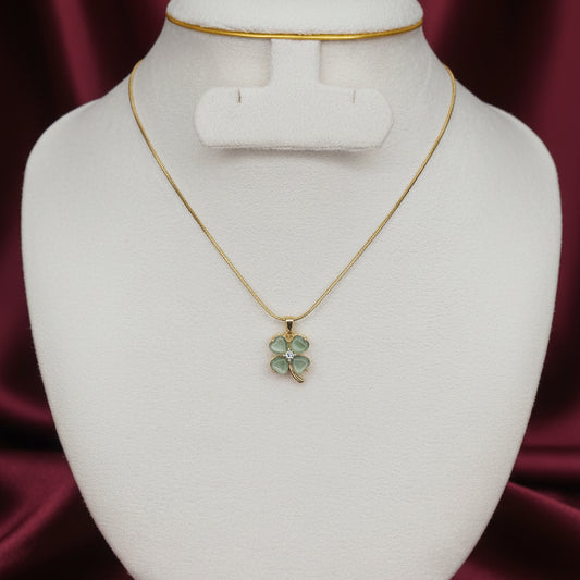 Olive green flower pendant necklace