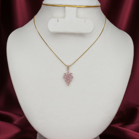 Pink flower statement pendant