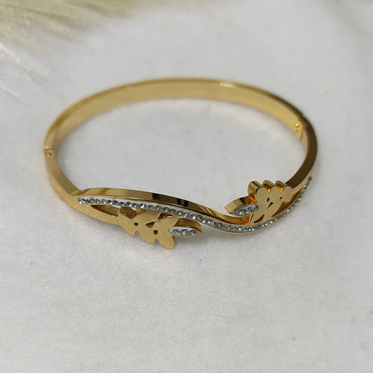 Goldplated leaf design kada bracelet