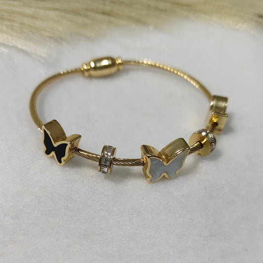 Goldplated cable chain butterfly kada bracelet