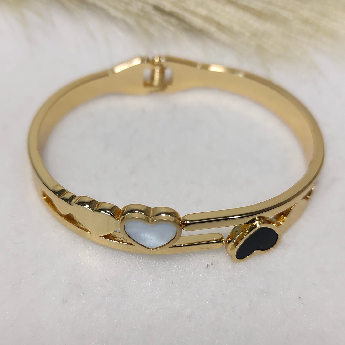 Gold plated heart kada bracelet