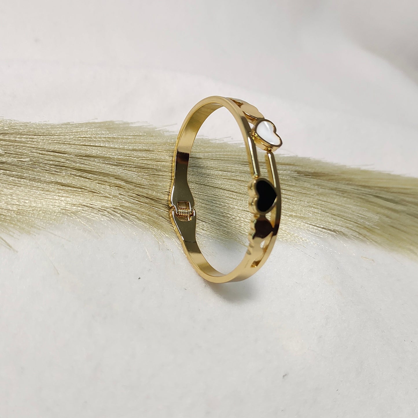 Gold plated heart kada bracelet