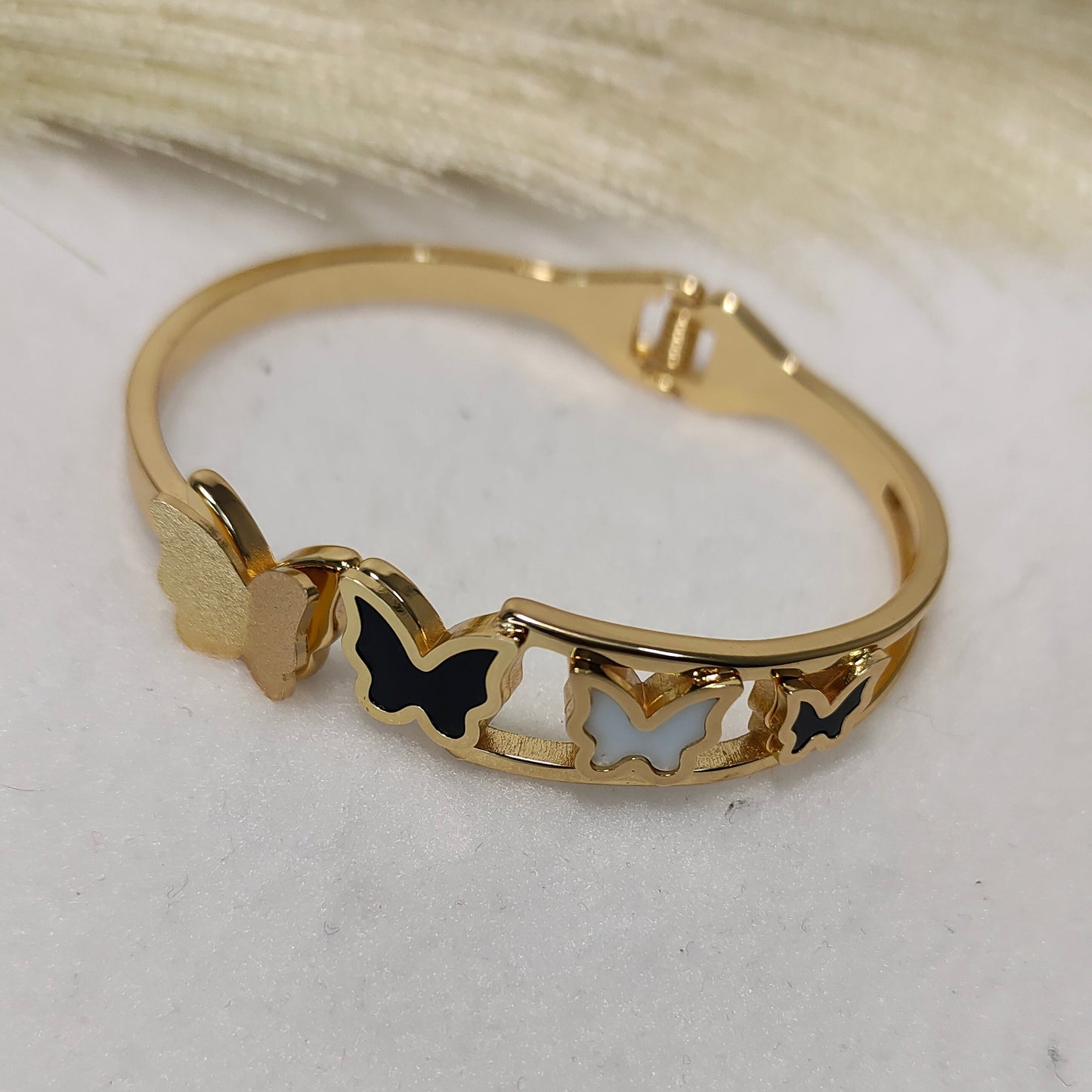 Gold plated butterfly kada barcelet