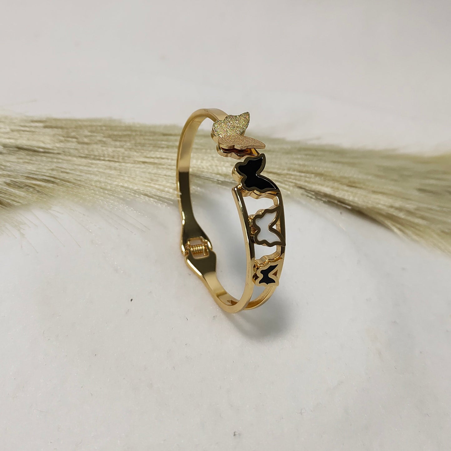 Gold plated butterfly kada barcelet
