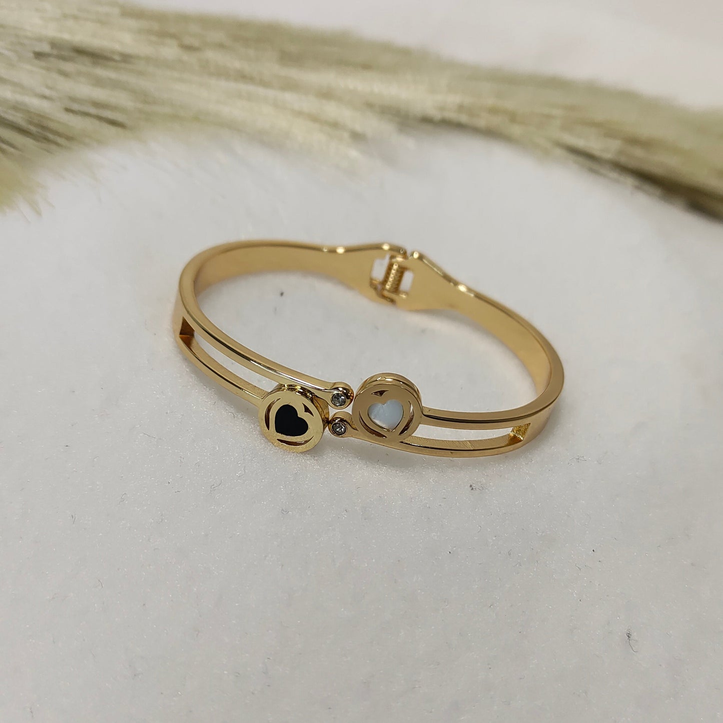 Gold plated round charm kada bracelet