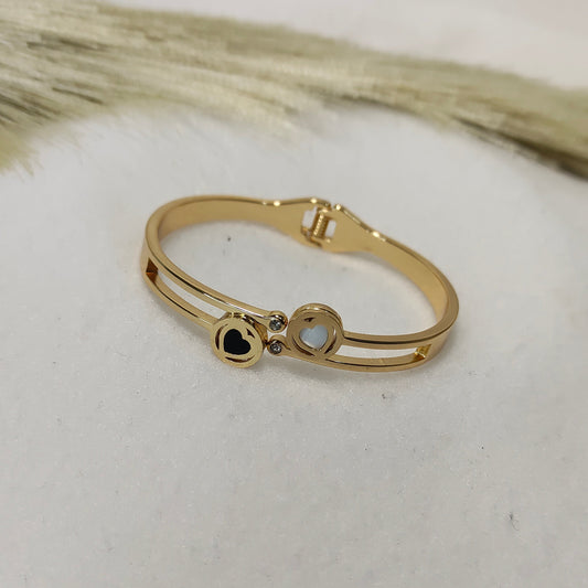 Gold plated round charm kada bracelet