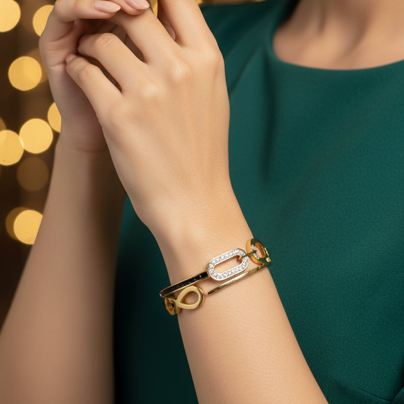 Goldplated infinity kada bracelet
