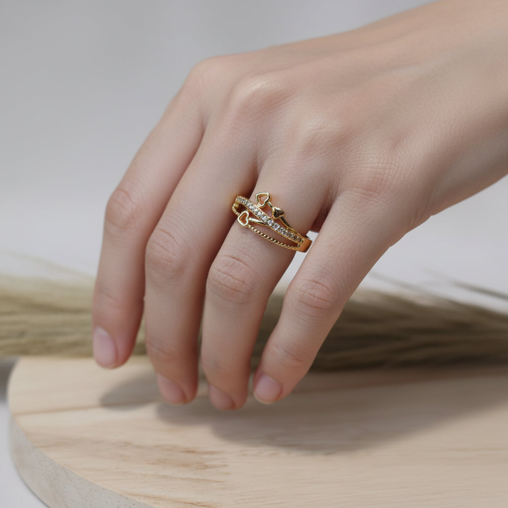 Gold Two layered stone ring