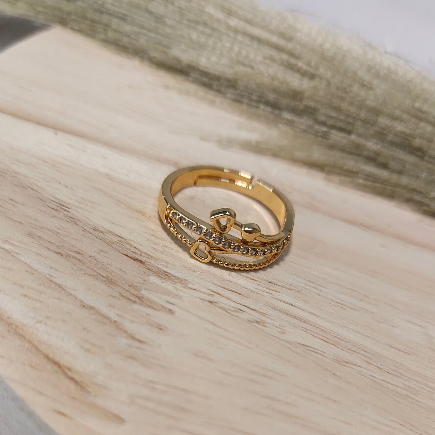 Gold Two layered stone ring