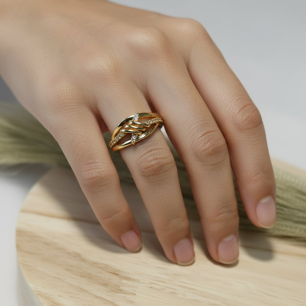 Gold toned zirconia stone ring