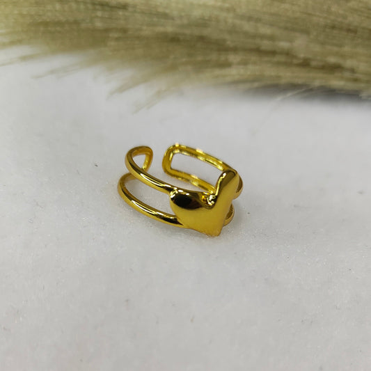 Double band heart charm ring