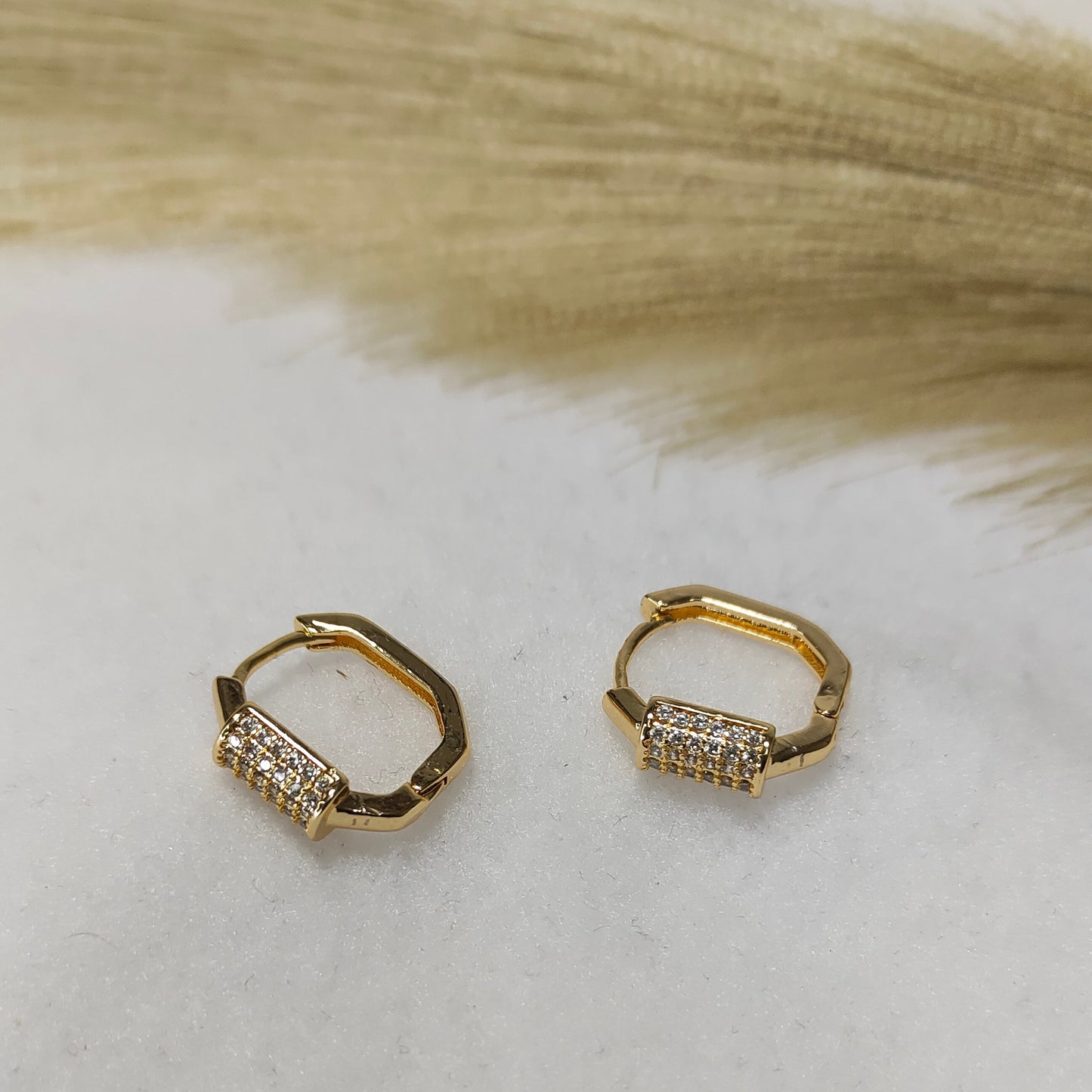 stone Huggie earrings