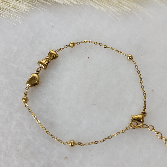 Bow beaded dainty bracelet