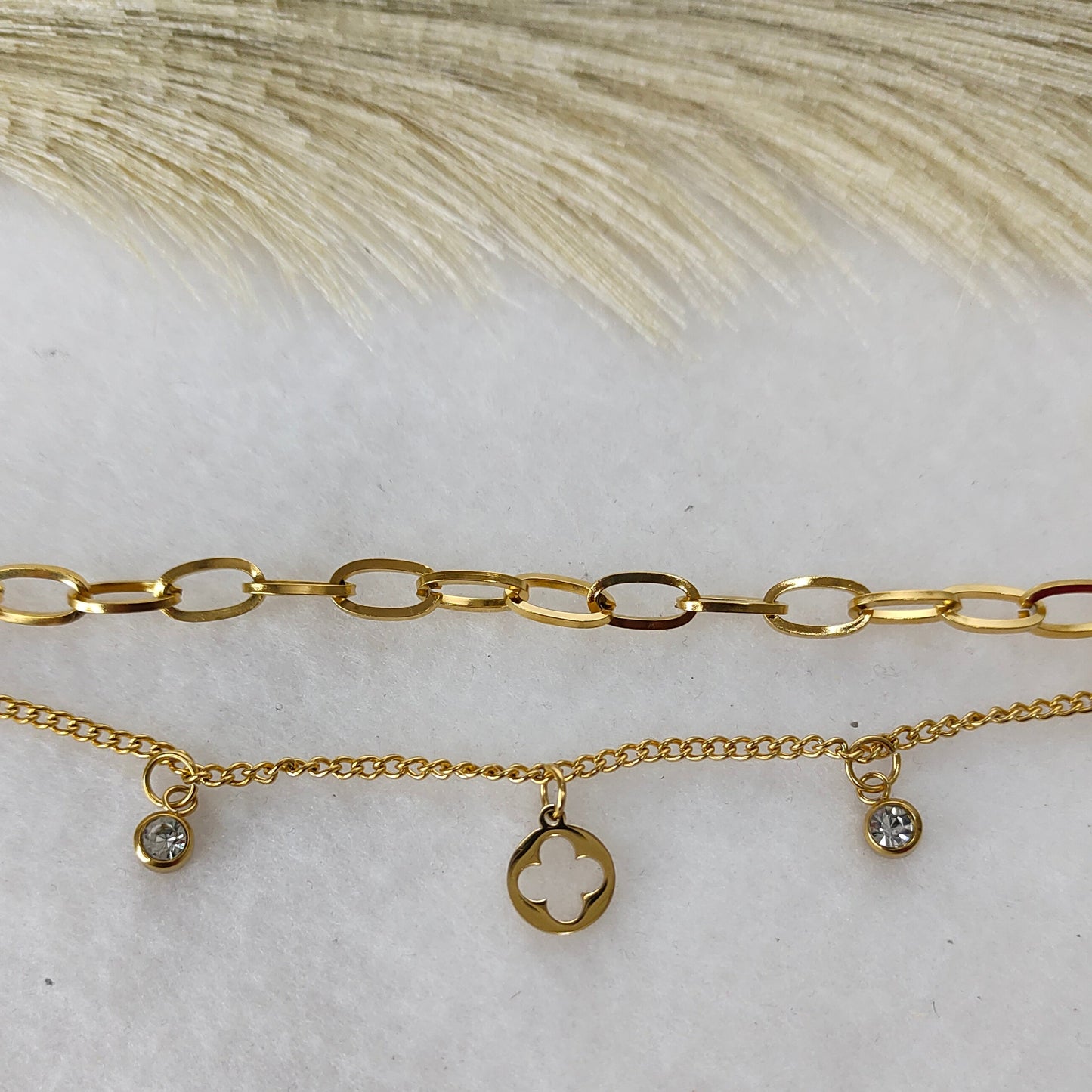 Layered clover charm bracelet